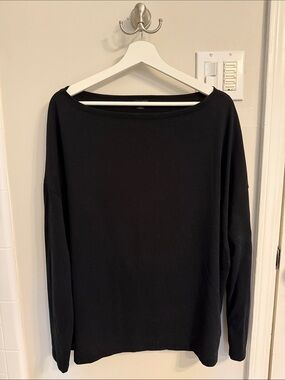 AllSaints Black Rita Boatneck Long Sleeve Top